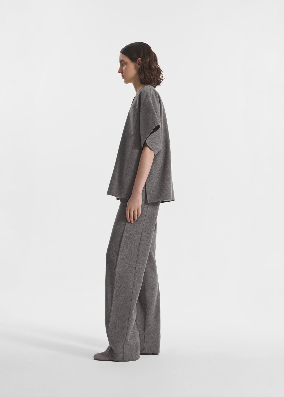 Boxy Shirt in Wool Cashmere - Grey Melange, image 5 of 7