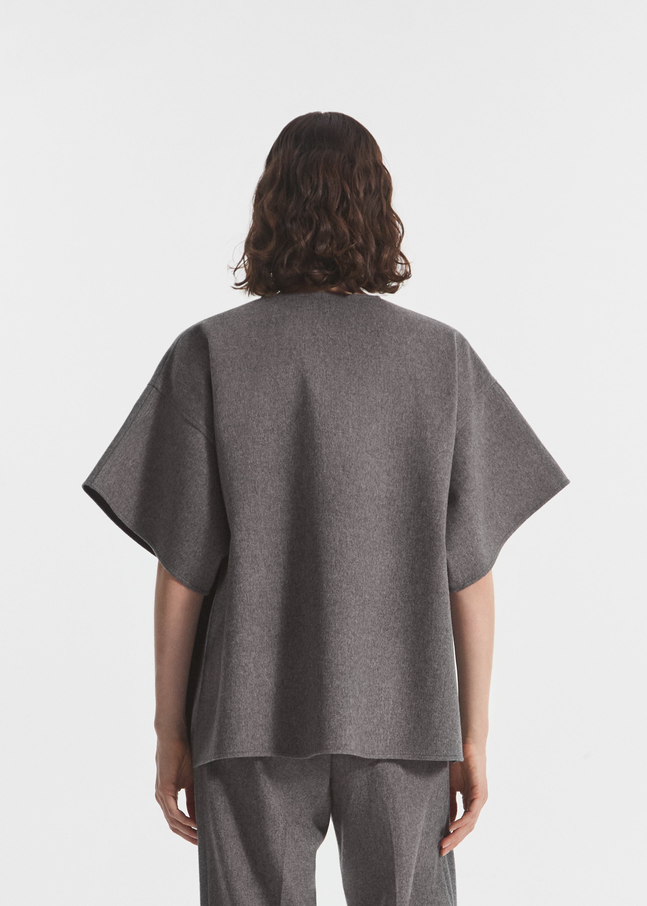 Boxy Shirt in Wool Cashmere - Grey Melange, image 2 of 7