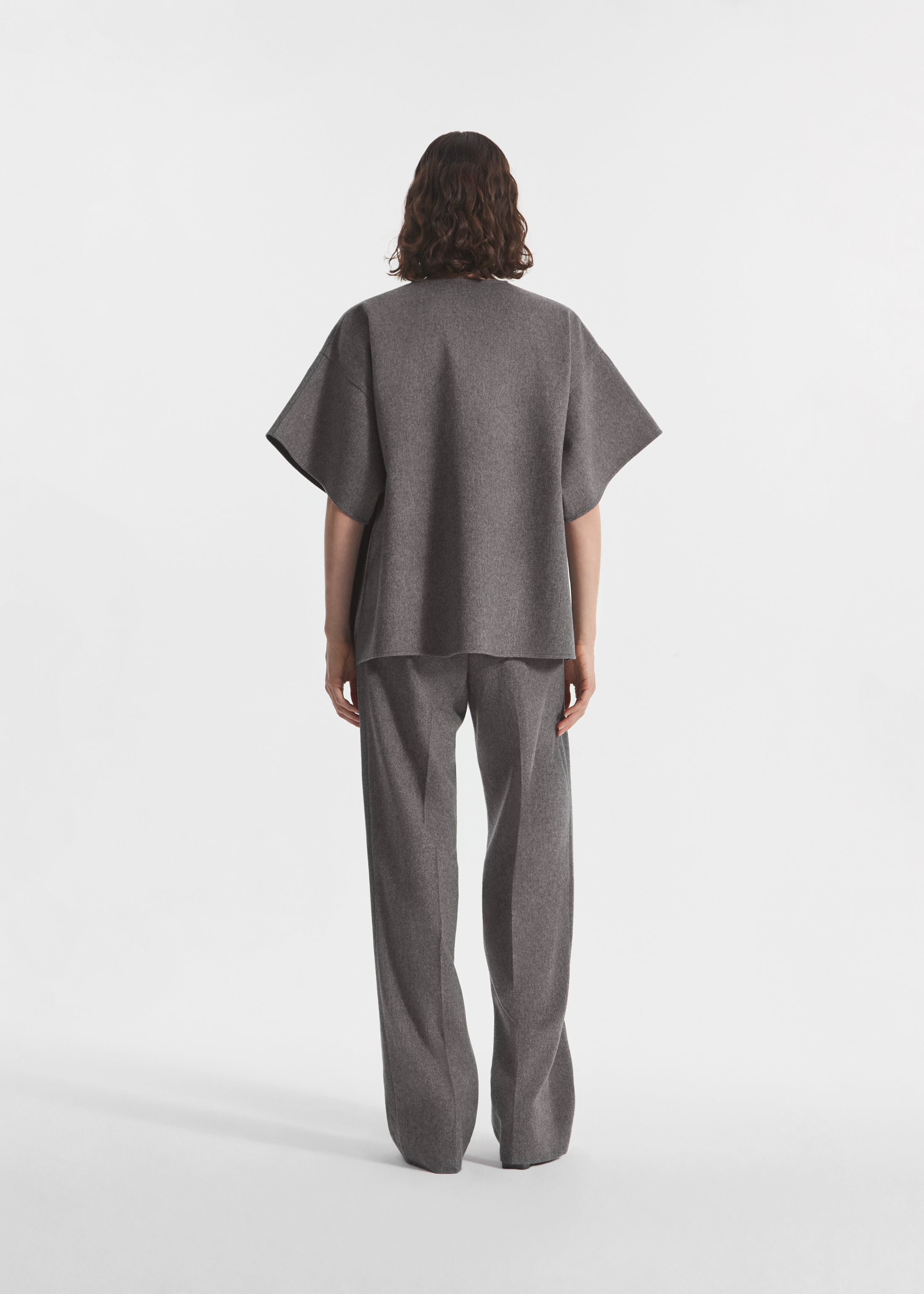 Boxy Shirt in Wool Cashmere - Grey Melange, image 6 of 7