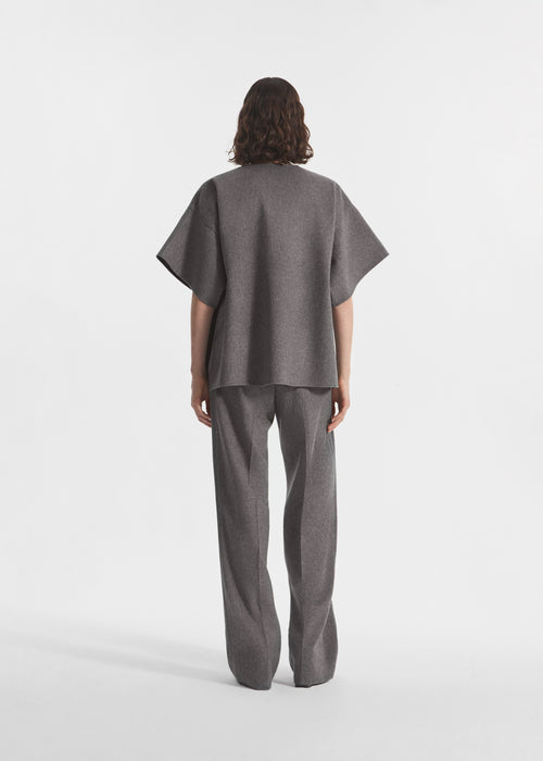 Boxy Shirt in Wool Cashmere - Grey Melange, image 6 of 7