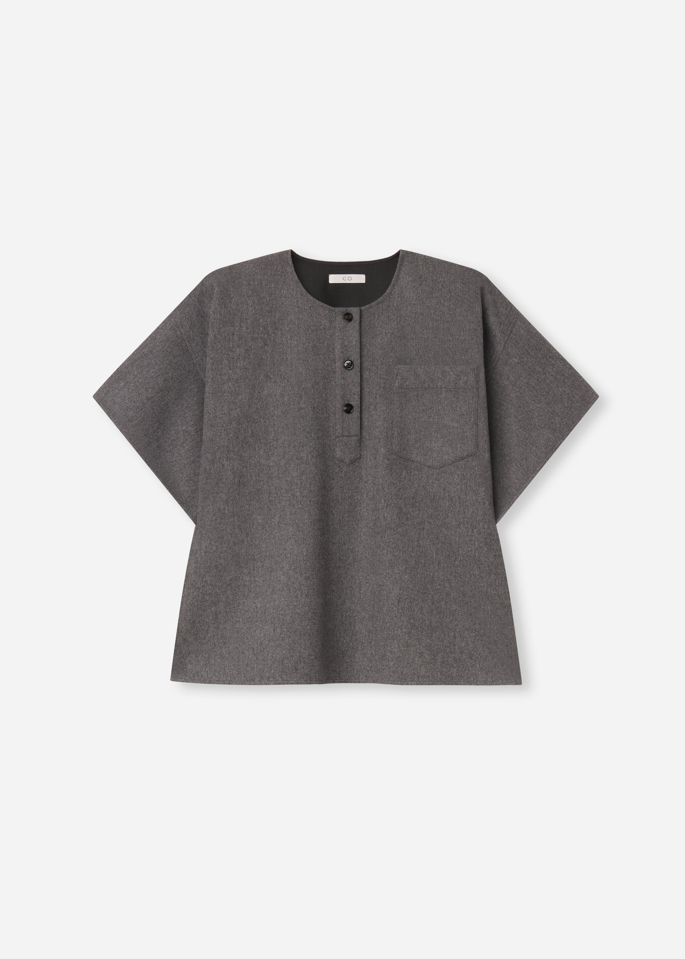 Boxy Shirt in Wool Cashmere - Grey Melange, image 7 of 7