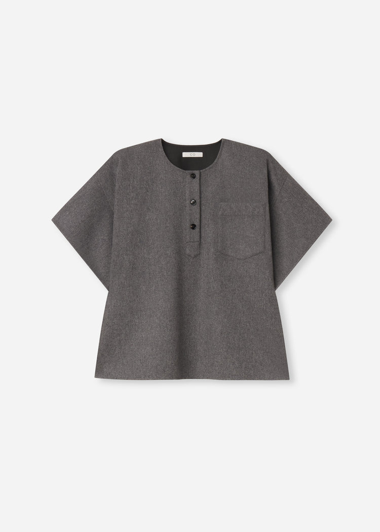 Boxy Shirt in Wool Cashmere - Grey Melange, image 7 of 7
