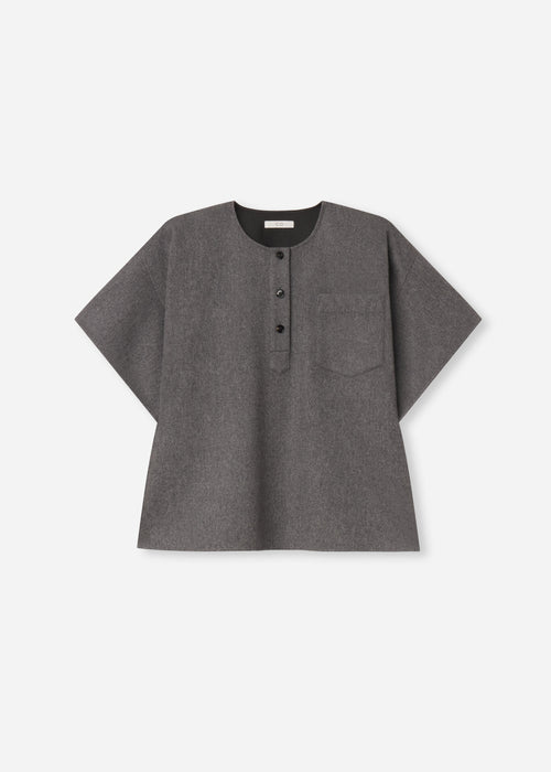 Boxy Shirt in Wool Cashmere - Grey Melange, image 7 of 7