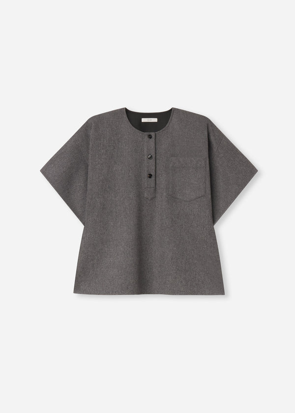 Boxy Shirt in Wool Cashmere - Grey Melange, image 7 of 7