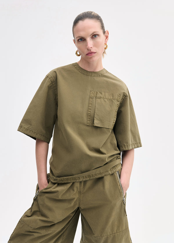 Oversized Shirt in Cotton - Olive - CO