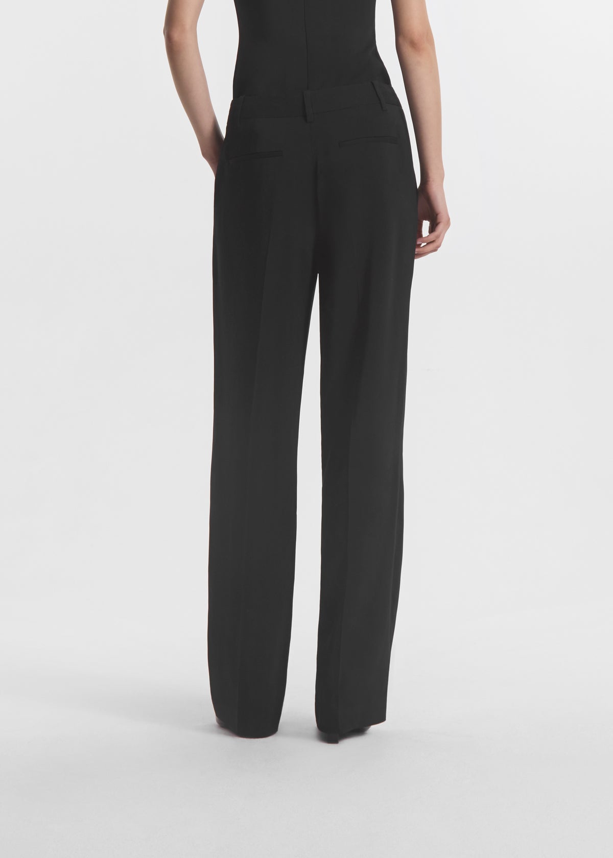 Pleated Trouser in Crepe - Black, image 3 of 4