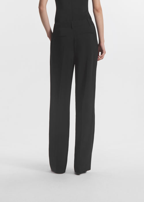 Pleated Trouser in Crepe - Black, image 3 of 4