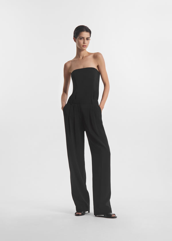 Strapless Bustier Top in Crepe - Black - CO