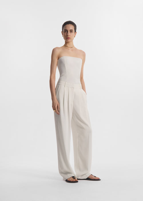 Strapless Bustier Top in Crepe - Ivory, image 1 of 4