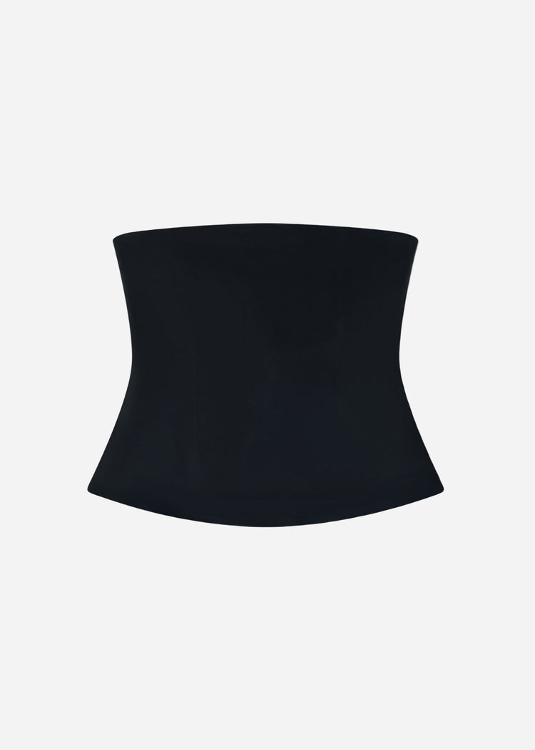 Strapless Bustier Top in Crepe - Black, image 4 of 4