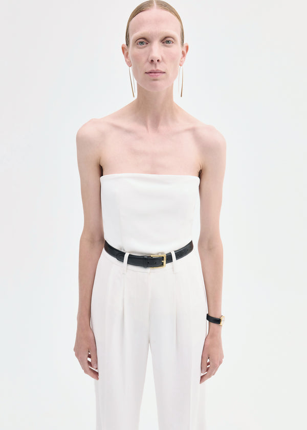 Strapless Bustier Top in Crepe - Ivory - CO