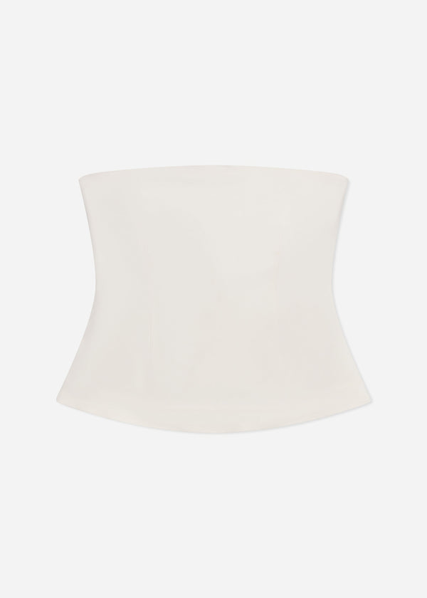 Strapless Bustier Top in Crepe - Ivory - CO