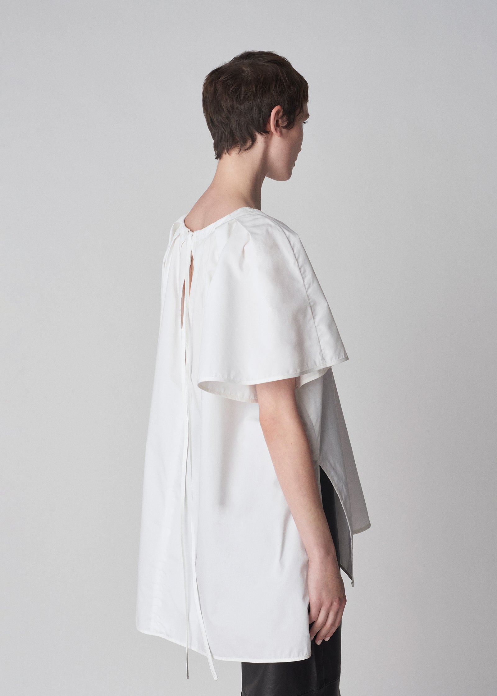 Cape Sleeve Top in Cotton - White - CO Collections