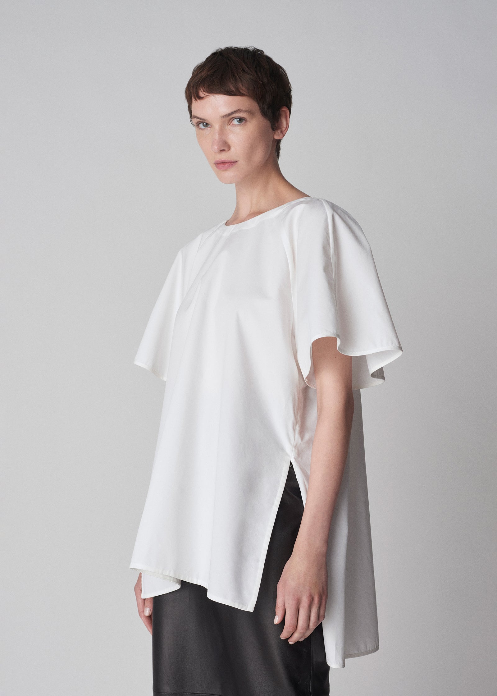 Cape Sleeve Top in Cotton - White - CO Collections