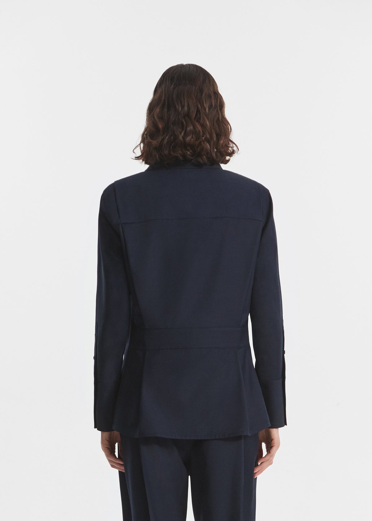 Shoulder Pad Shirt in Wool Blend - Navy, image 5 of 7