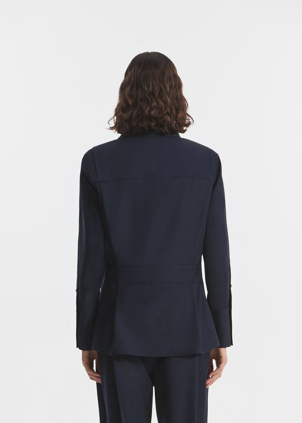Shoulder Pad Shirt in Wool Blend - Navy - CO