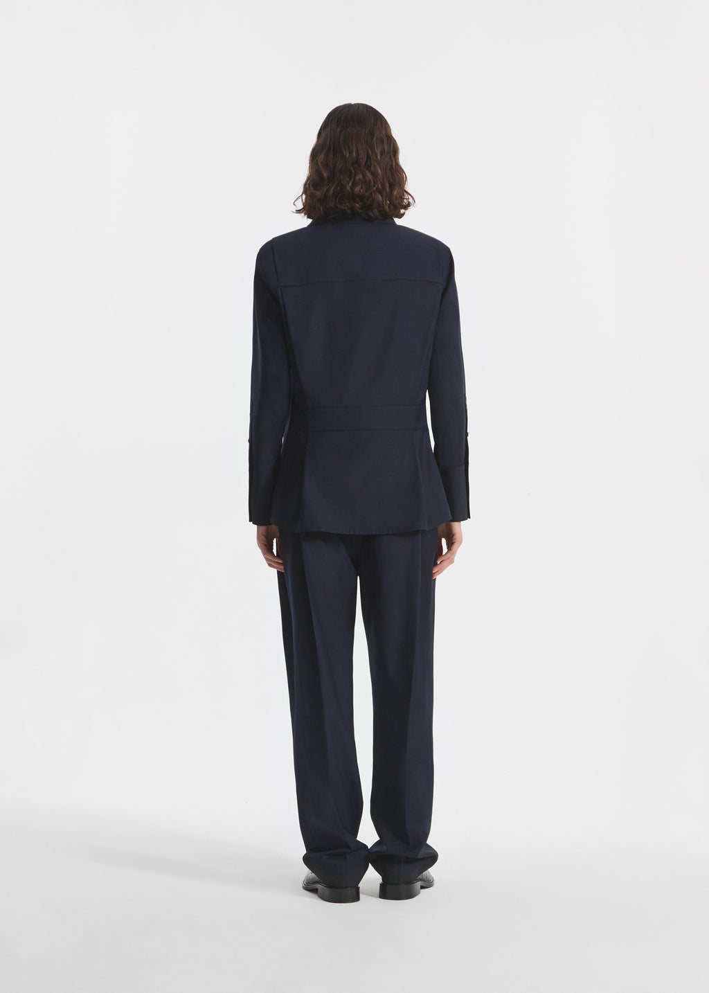 Shoulder Pad Shirt in Wool Blend - Navy - CO