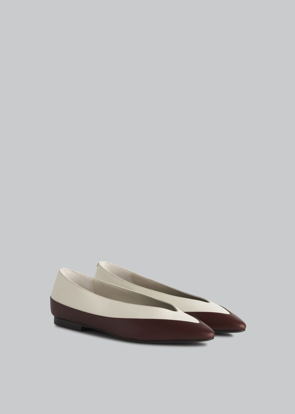 Bicolor Ballerina Flat - Ivory / Chocolate - CO