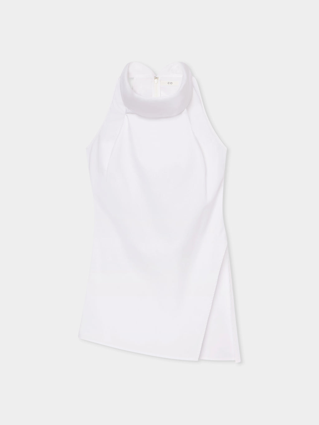 High Cowl Neck Top in Cotton Poplin  - Optic White - CO