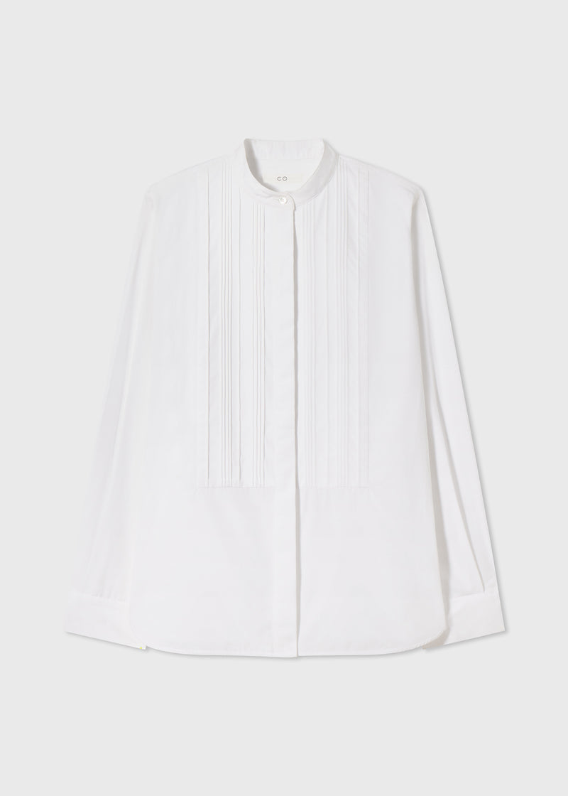 Bib Front Tuxedo Shirt in Cotton - White - CO