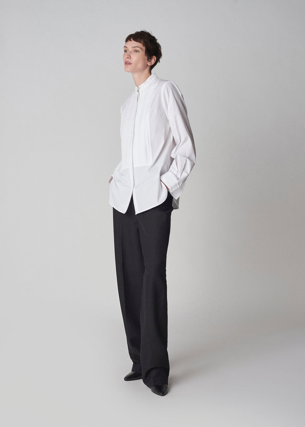 Bib Front Tuxedo Shirt in Cotton - White - CO