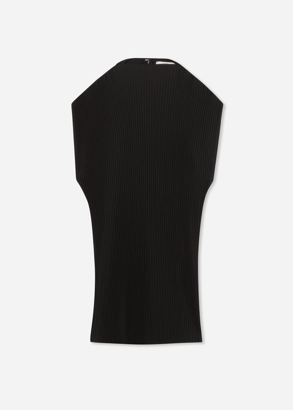 Cap Sleeve Top in Plisse - Black - CO