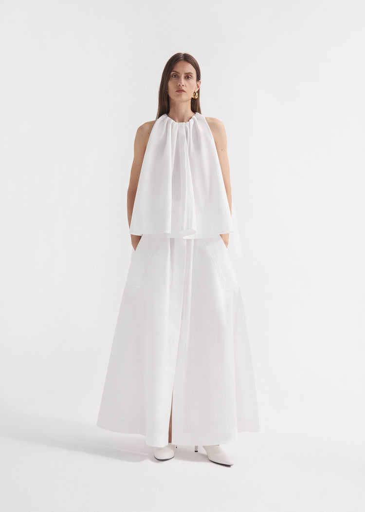 Parachute Skirt in Cotton Poplin - White, image 1 of 4