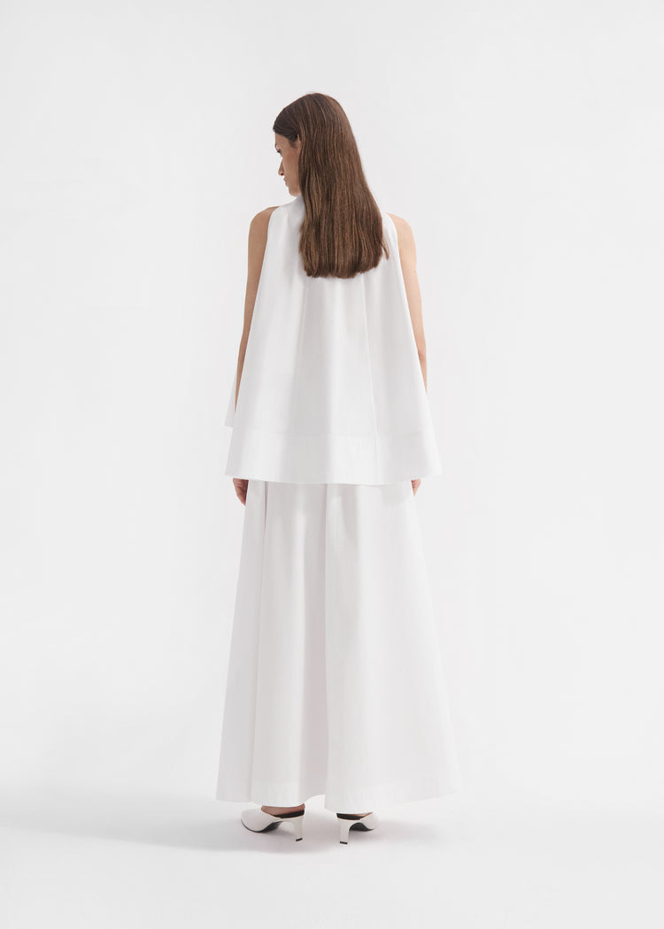 Gathered Tunic Shirt in Cotton Poplin - White, image 2 of 4