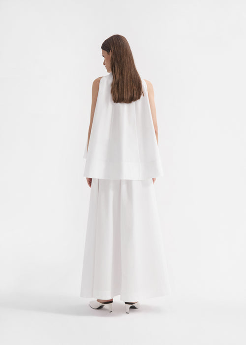 Gathered Tunic Shirt in Cotton Poplin - White, image 2 of 4
