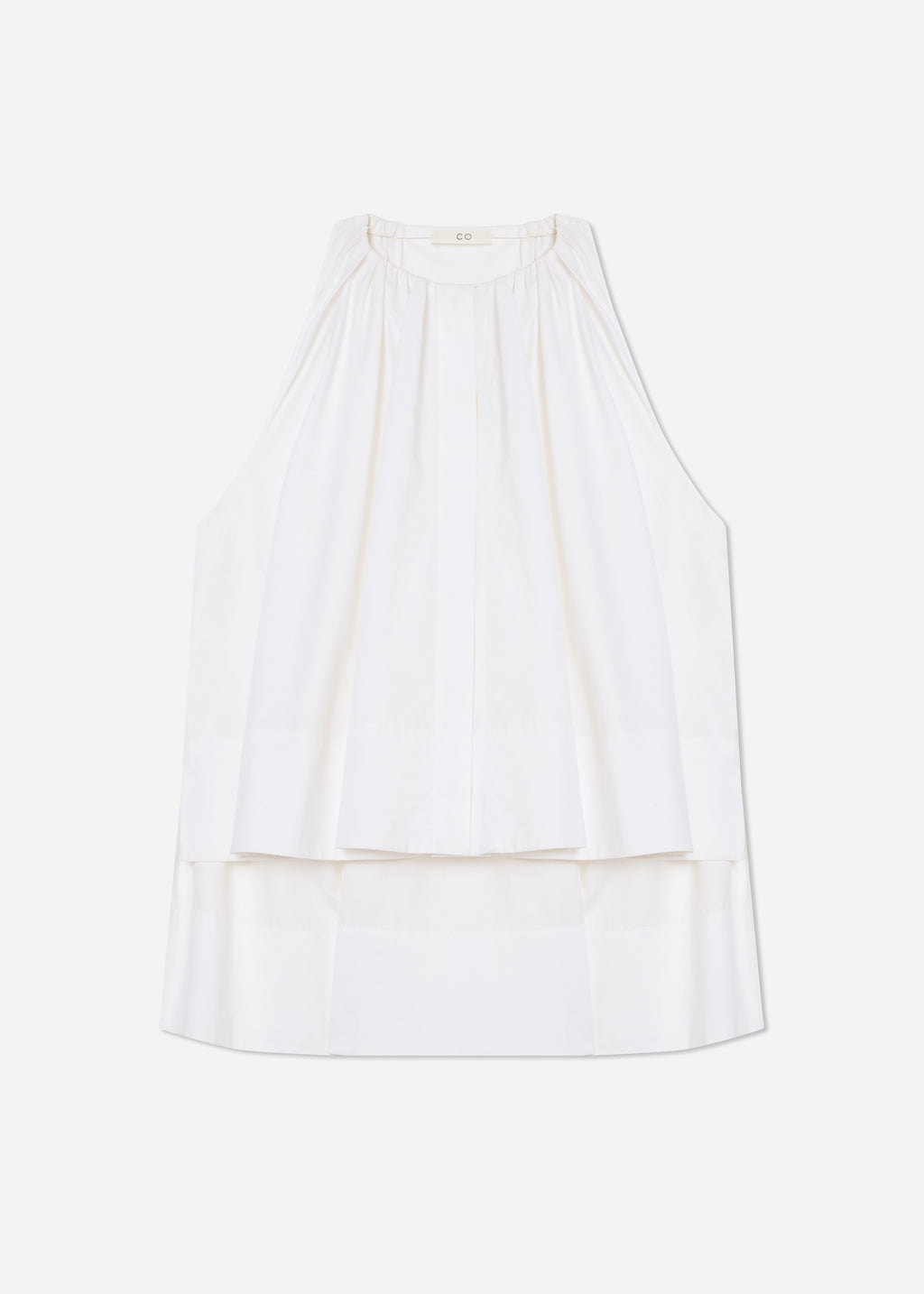 Gathered Tunic Shirt in Cotton Sateen - White - CO