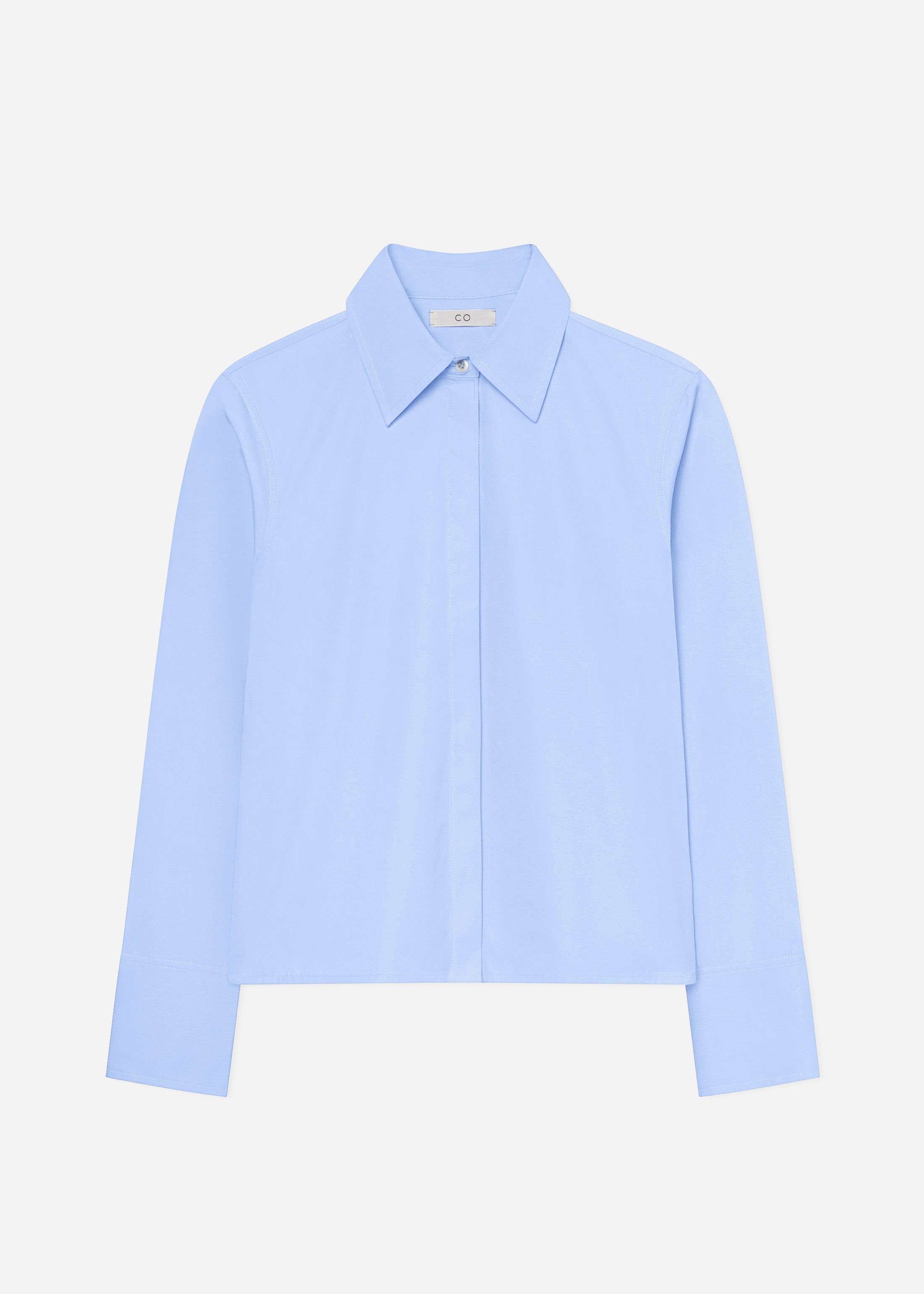 Fitted Shirt in Cotton Poplin - Blue