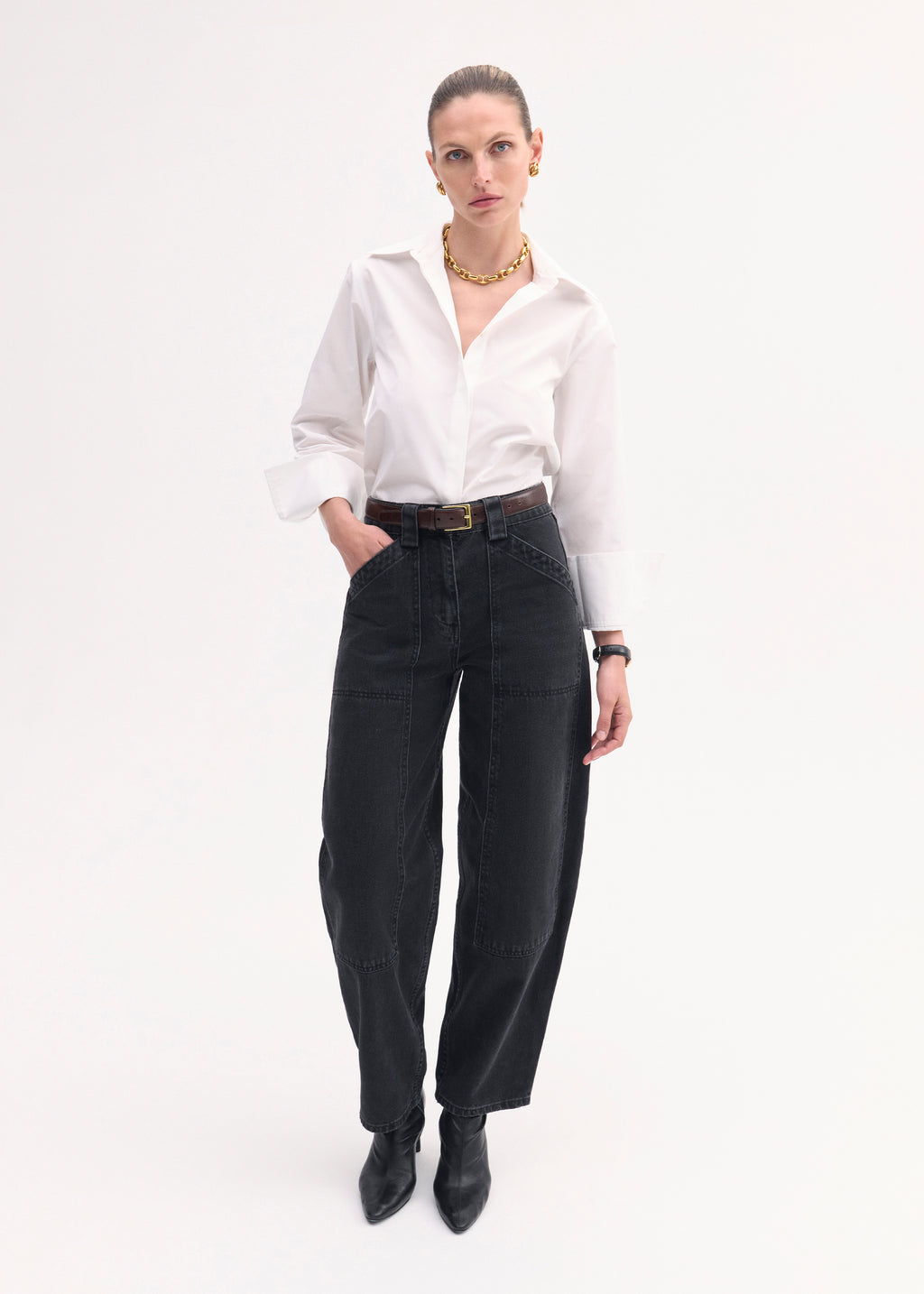 Fitted Shirt in Cotton Poplin - White - CO