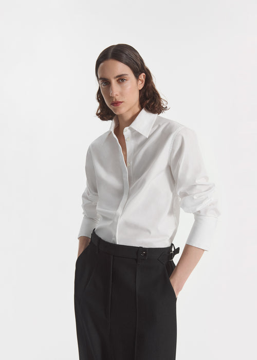 Fitted Shirt in Cotton Poplin - White - CO