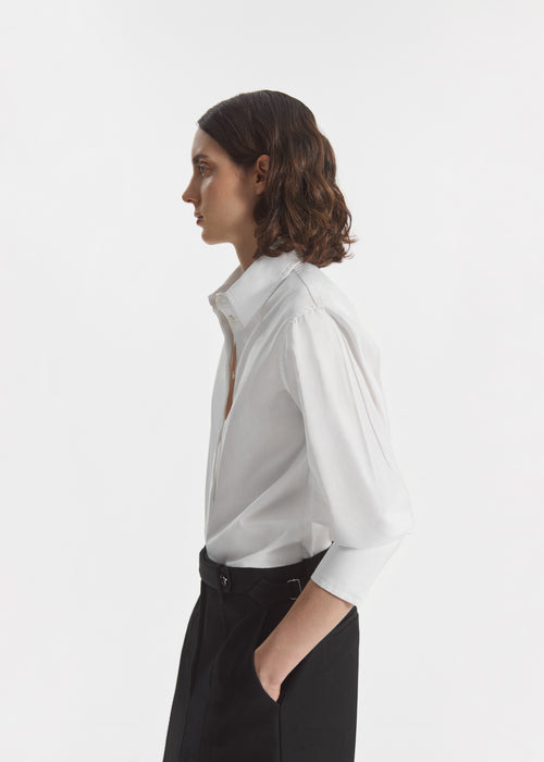 Fitted Shirt in Cotton Poplin - White - CO