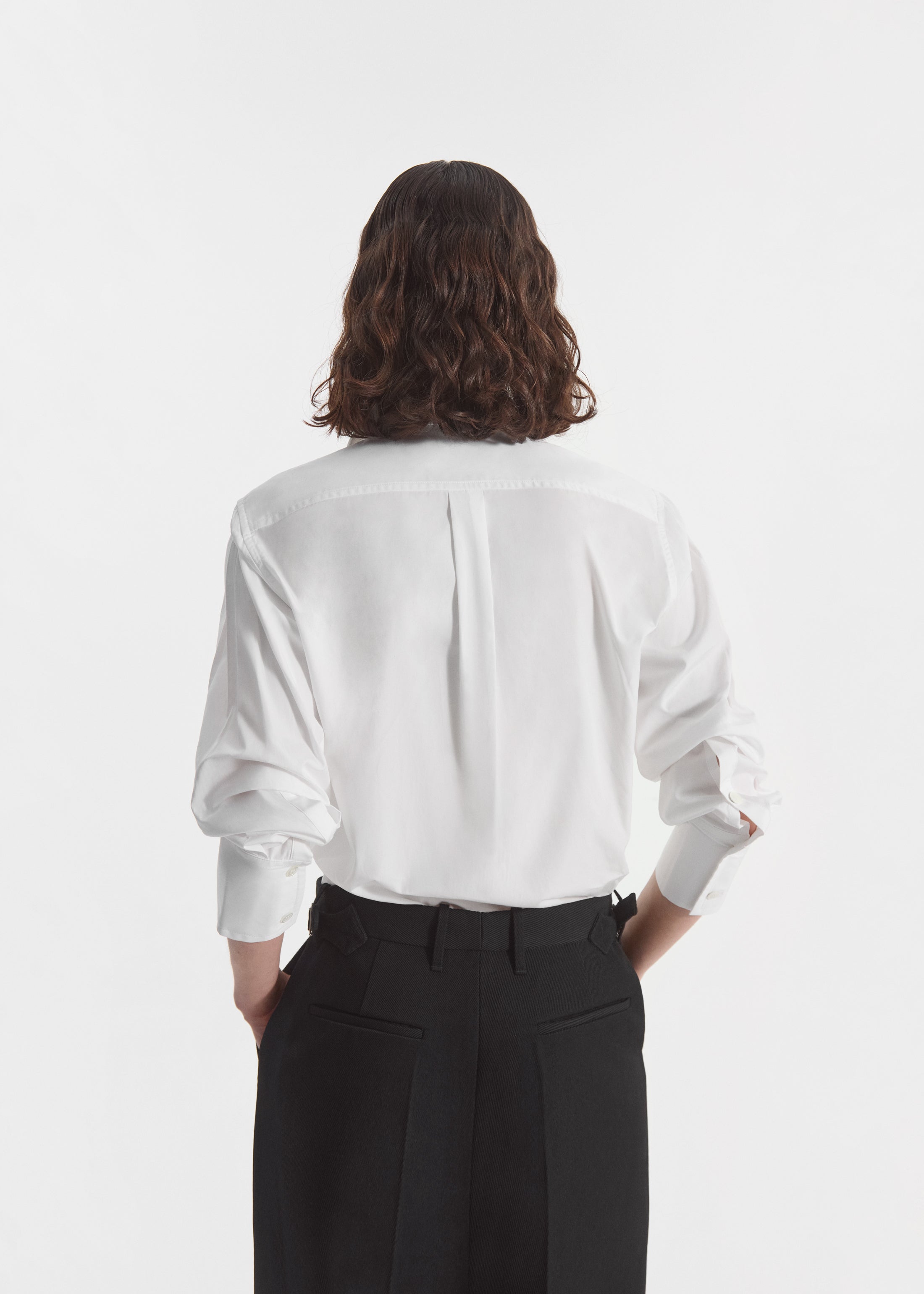 Fitted Shirt in Cotton Poplin - White