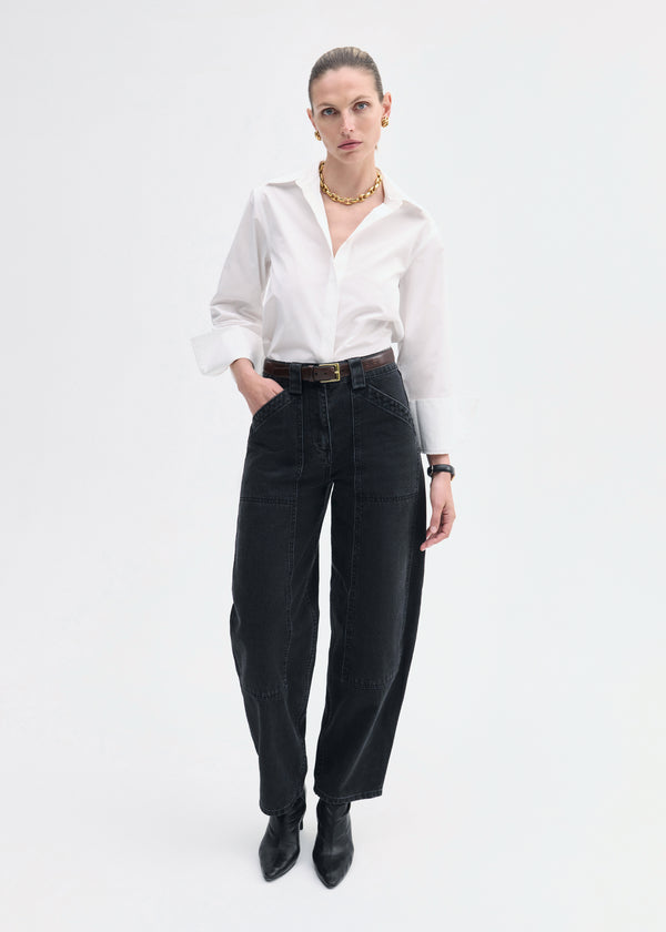 Fitted Shirt in Cotton Poplin - White - CO