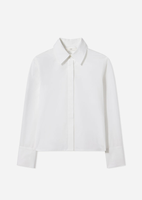 Fitted Shirt in Cotton Poplin - White - CO