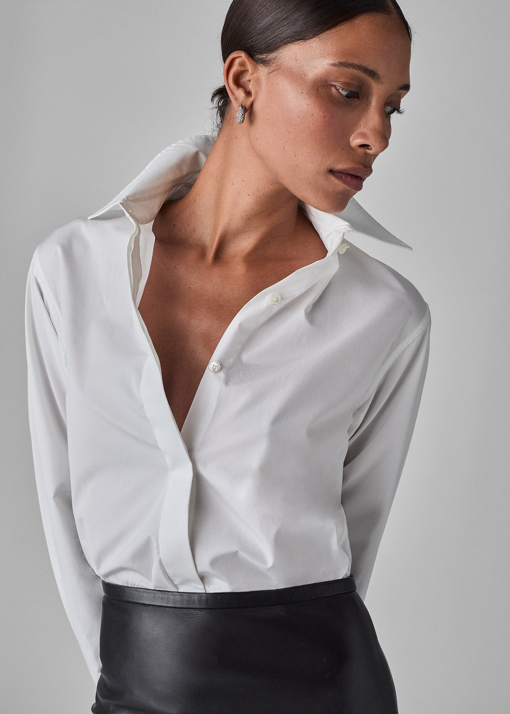 Fitted Shirt in Cotton Poplin - White - CO