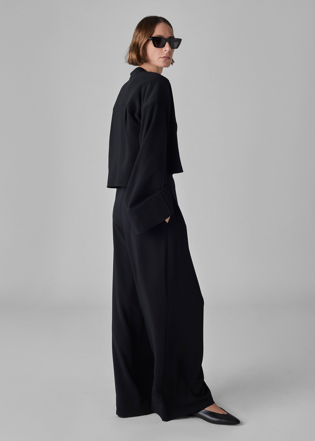 Wide Leg  Pant in Crepe - Black - CO