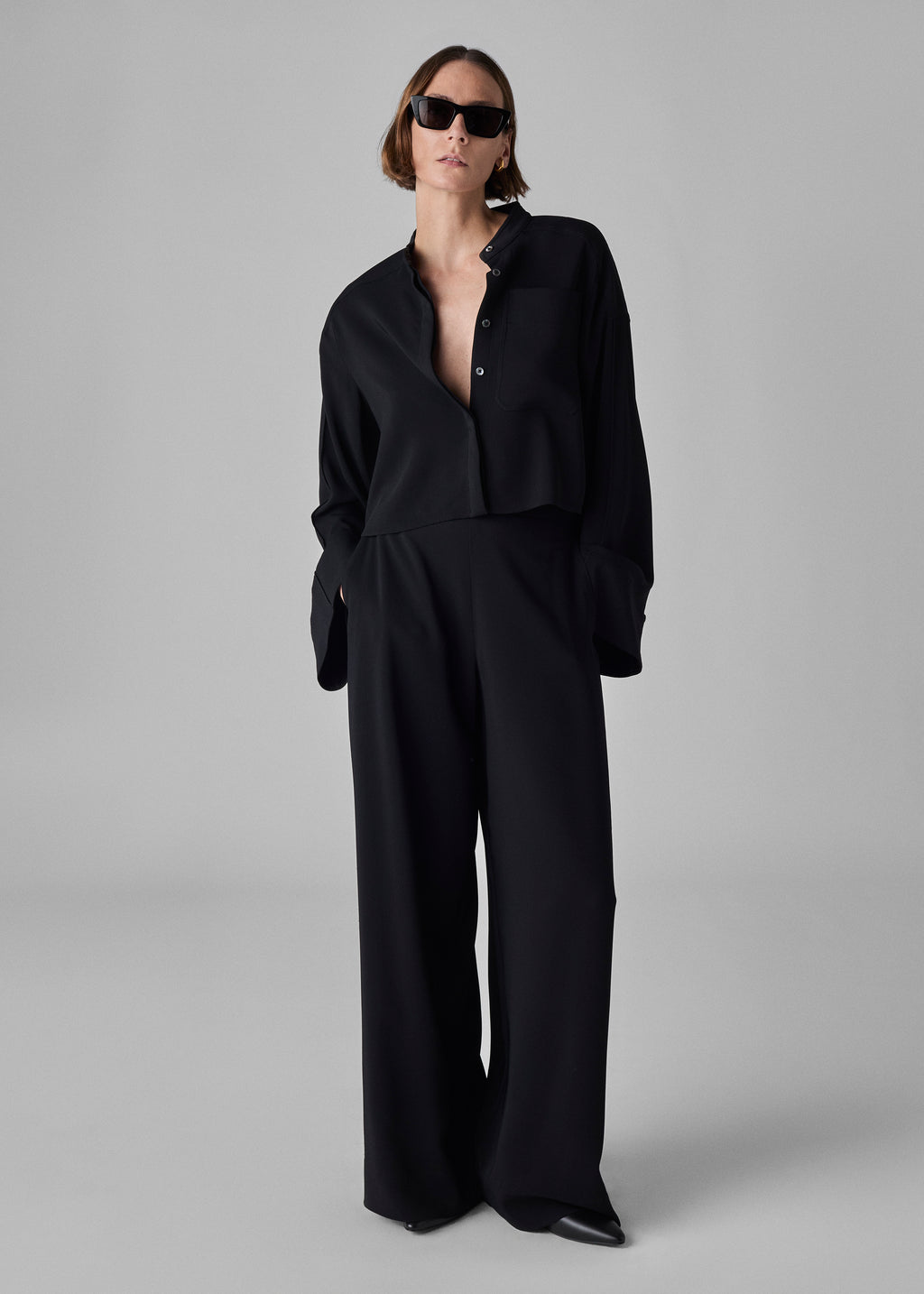 Wide Leg  Pant in Crepe - Black - CO