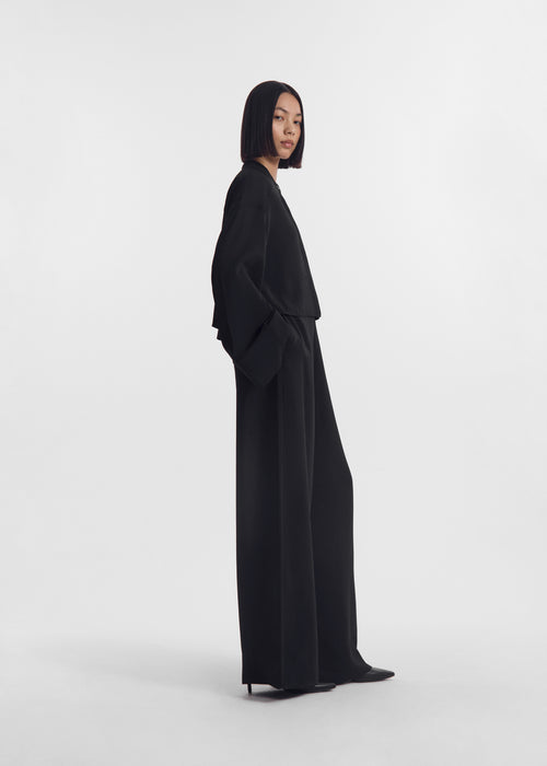 Wide Leg Pant in Crepe - Black, image 2 of 4