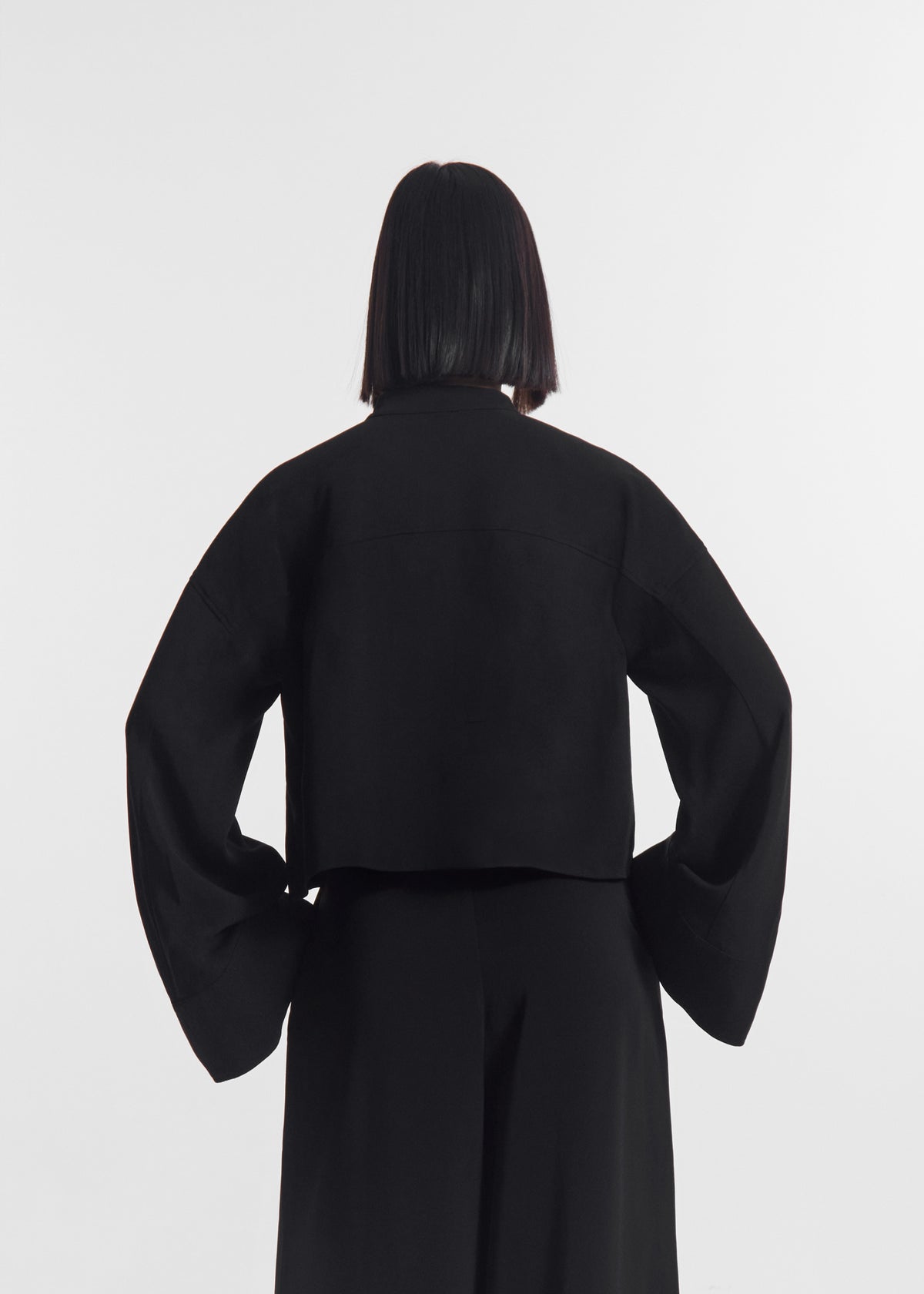 Bell Sleeve Blouse in Crepe - Black, image 4 of 5
