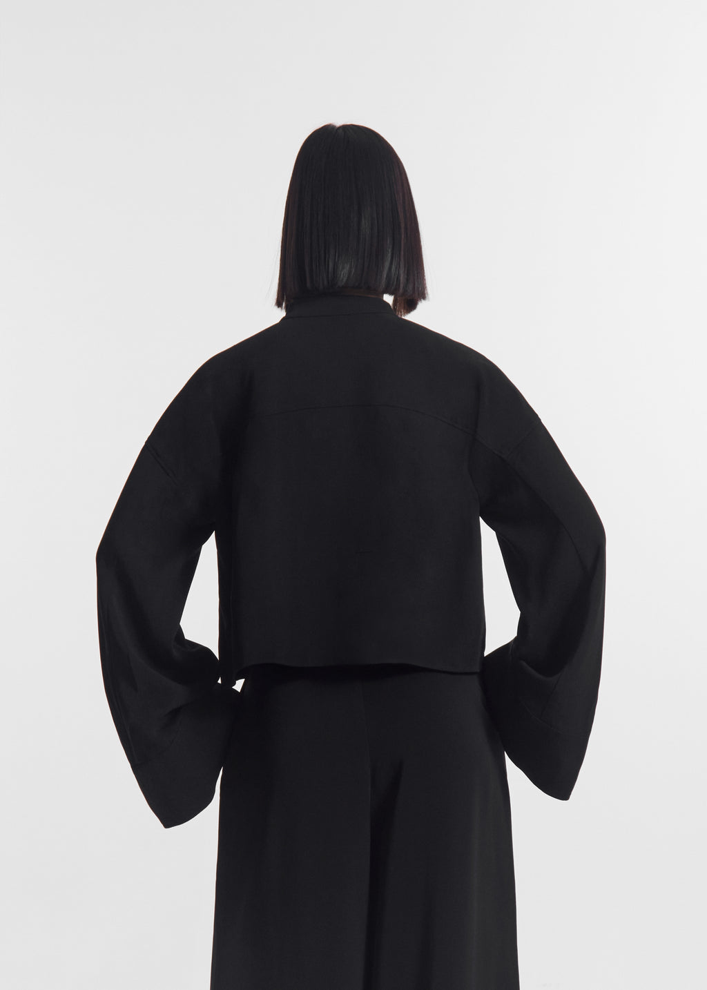 Bell Sleeve Blouse in Crepe - Black - CO