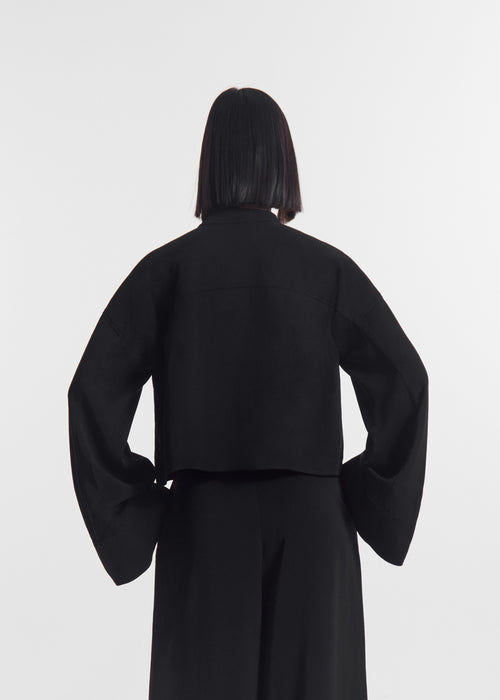 Bell Sleeve Blouse in Crepe - Black, image 4 of 5