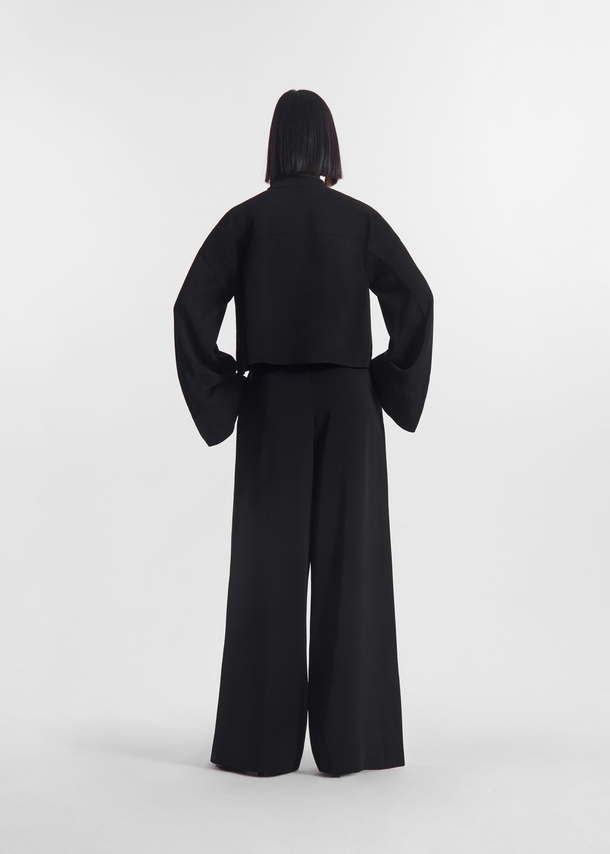 Wide Leg Pant in Crepe - Black, image 3 of 4