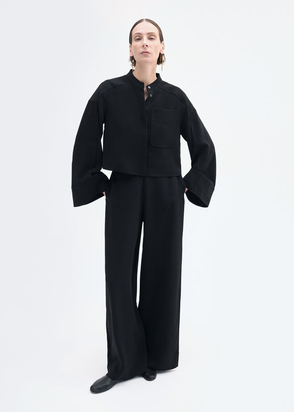 Bell Sleeve Blouse in Crepe - Black - CO