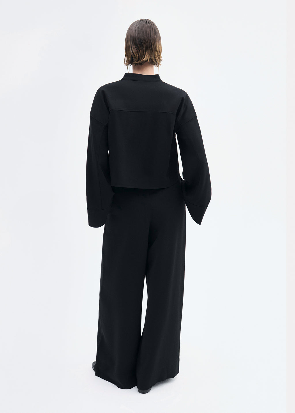 Wide Leg Pant in Crepe - Black - CO