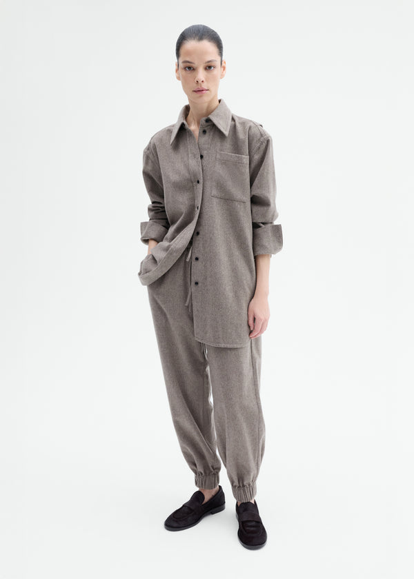 Tailored Flannel Shirt in Wool Cashmere - Oatmeal - CO