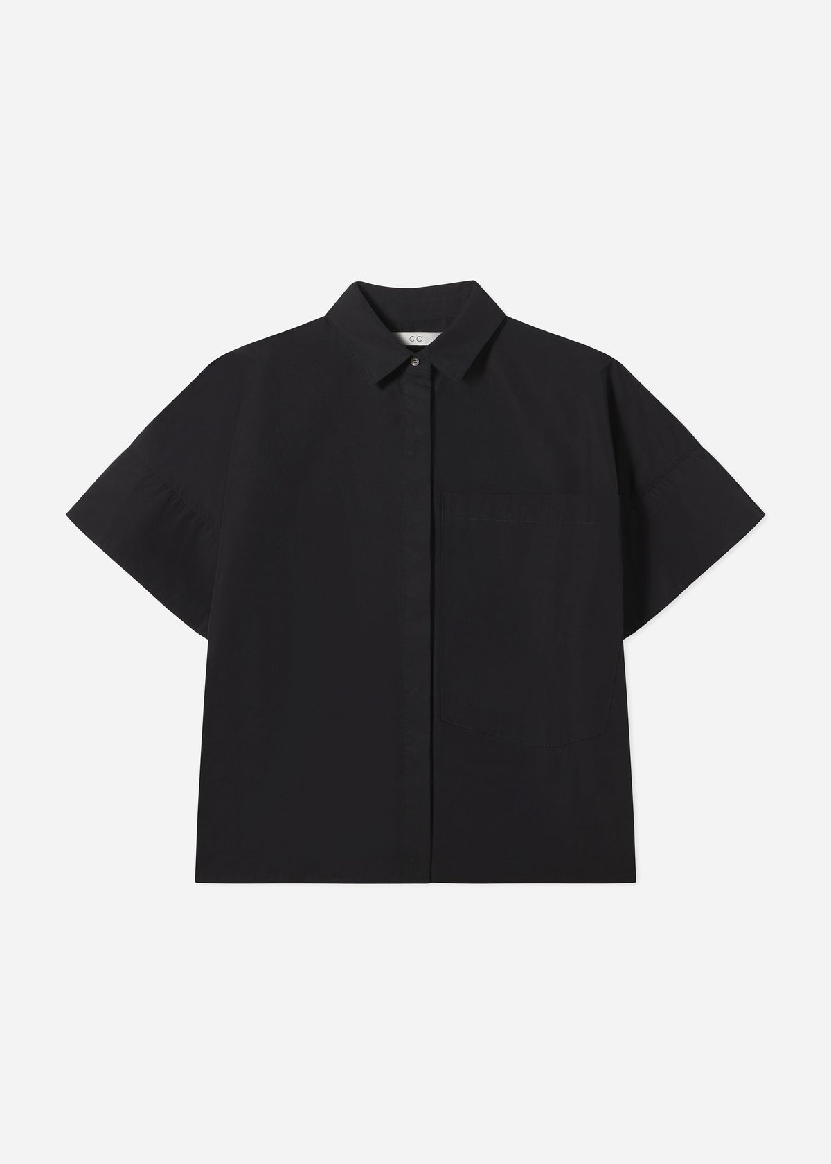 Boxy Short Sleeve Shirt in Cotton Poplin - Black, image 5 of 5