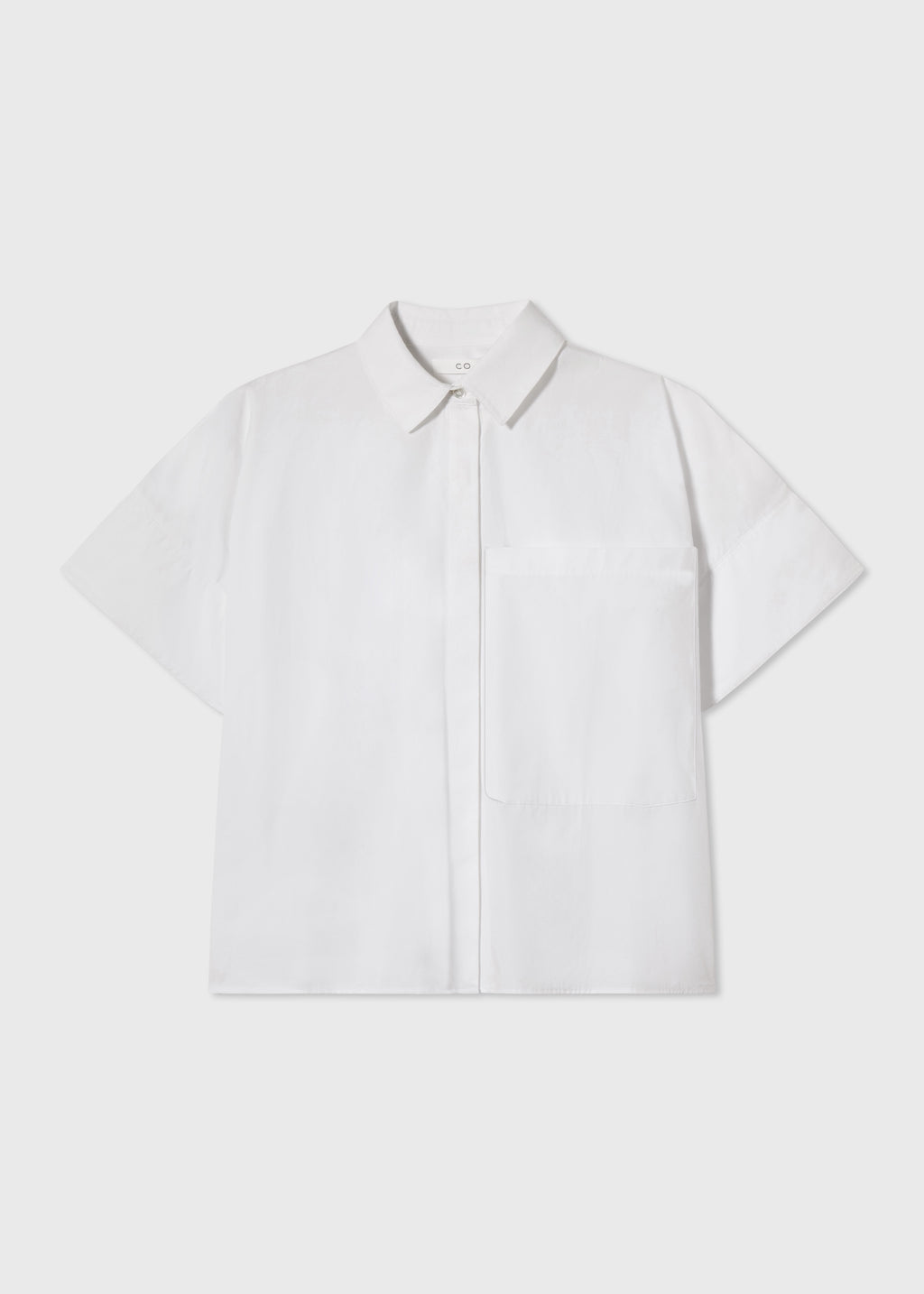 Boxy Short Sleeve Shirt in Cotton Poplin - White - CO